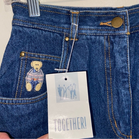 Vintage Together Jeans Womens 26” Waist Embroidered Teddy Bear Denim Mom 80s - Picture 7 of 11